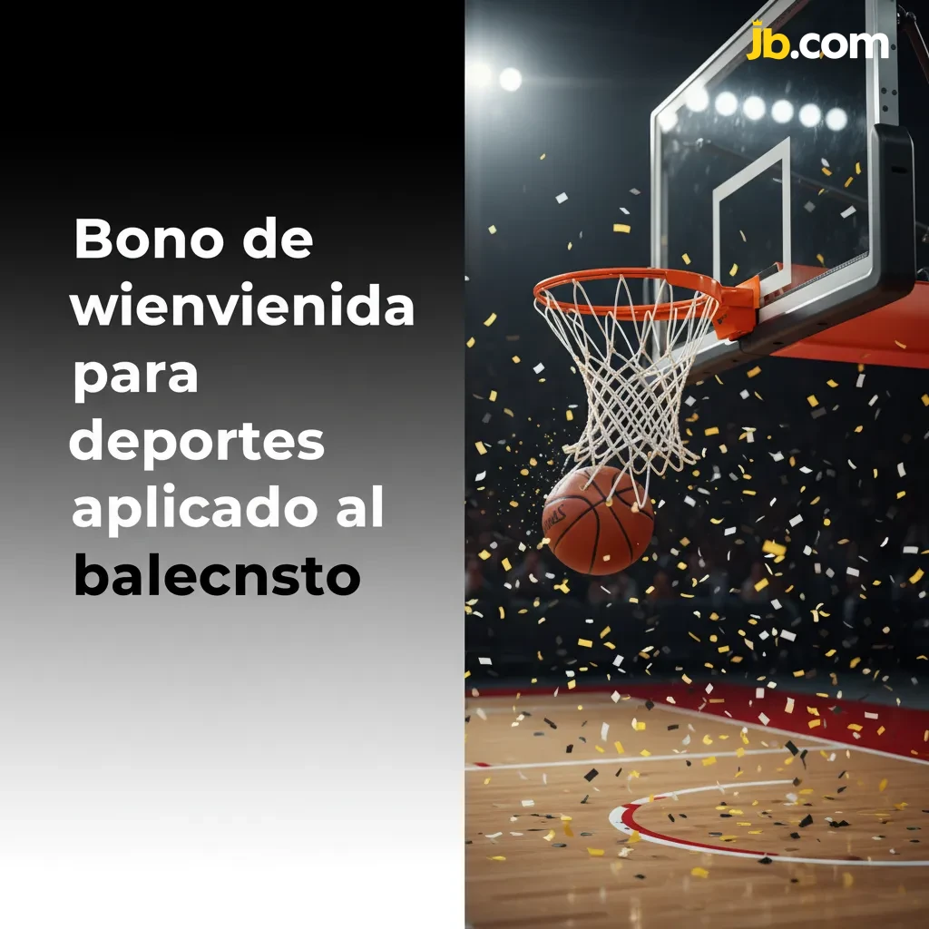 Banner de bono de bienvenida para apuestas deportivas de baloncesto en JB Casino, con balón y texto promocional.