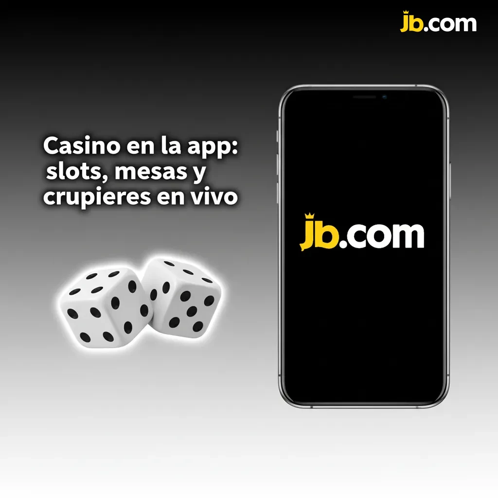Interfaz de la app de casino con ruleta, blackjack, bacará, cientos de slots y mesas en vivo con crupieres reales.