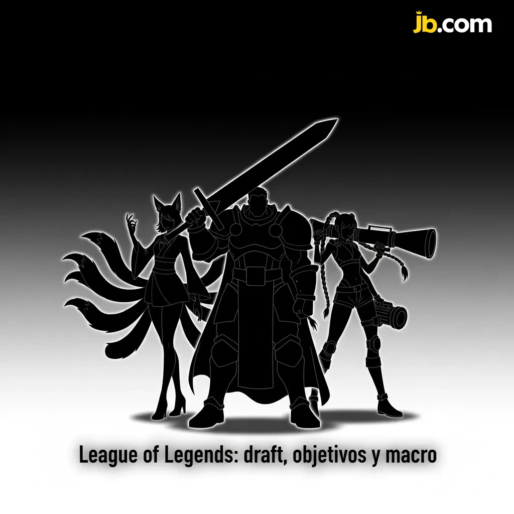 Gráfico de League of Legends con draft, objetivos y macro; menciones de apuestas y torneos como Worlds y MSI.