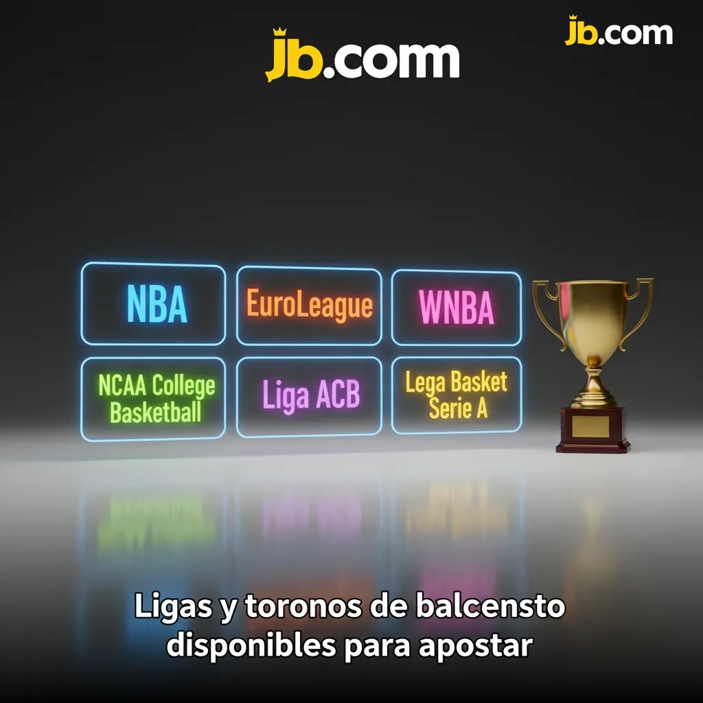 Banner de apuestas de baloncesto con ligas: NBA, WNBA, NCAA, EuroLeague, ACB, BCL Americas y torneos FIBA en JB Casino.