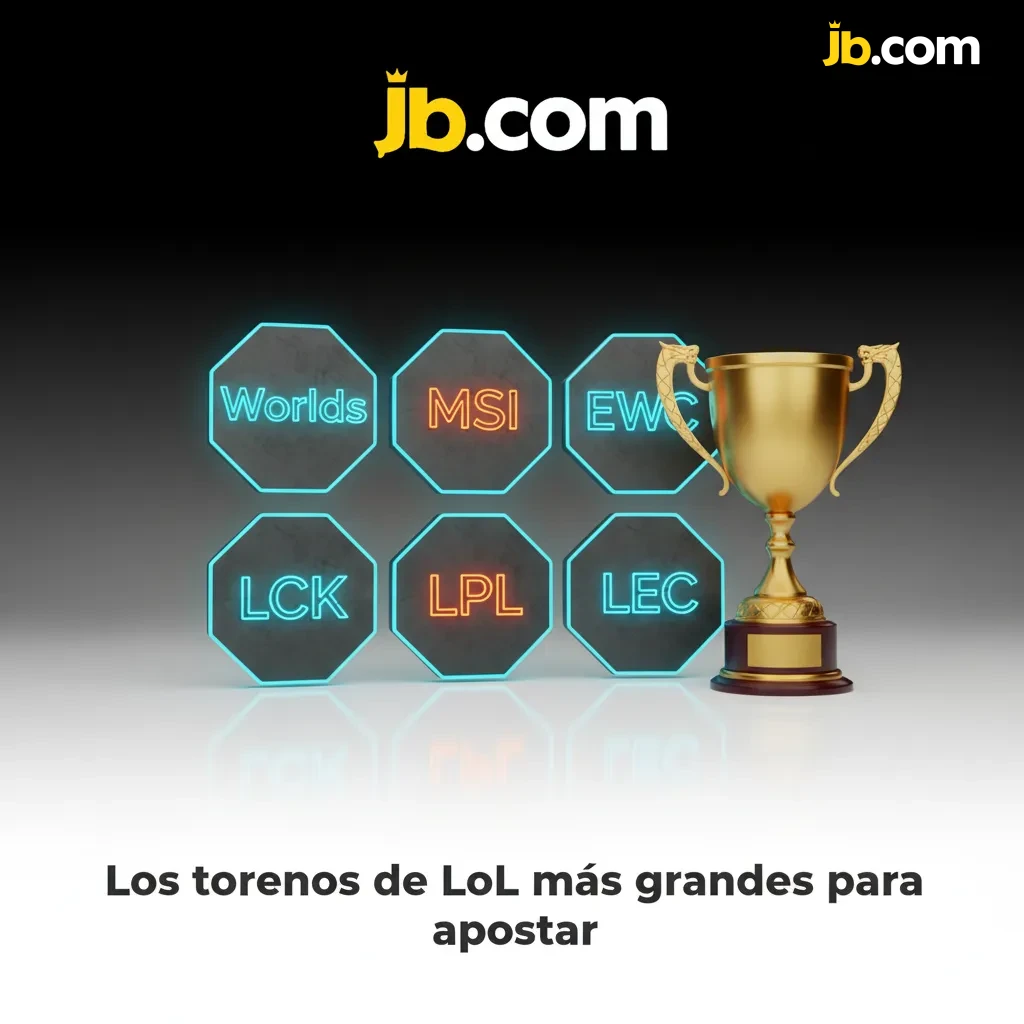 Montaje de torneos de LoL para apostar: Worlds, MSI, EWC, LCK, LPL, LEC y LLA, con iconos de cuotas y mercados.