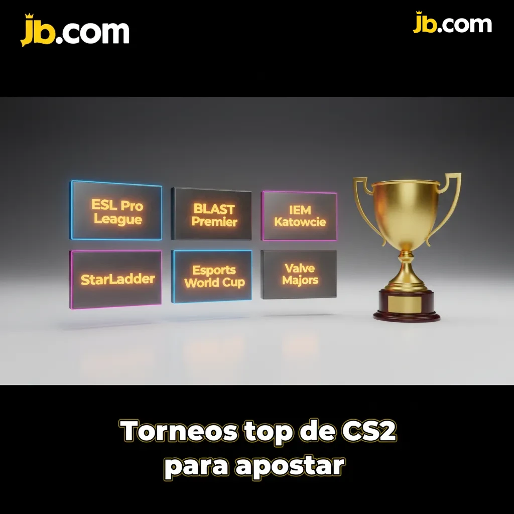 Banner de apuestas CS2 con logos de ESL Pro League, BLAST Premier, IEM Katowice, IEM Cologne, Majors y Esports World Cup